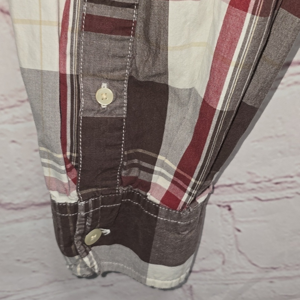 Timberland Plaid Brown Red And White Mens Size XL - Picture 5 of 10